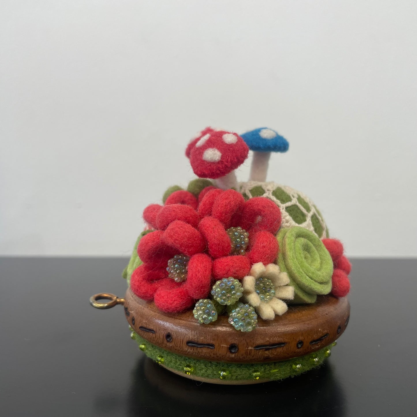 Toadstool Pincushions with Mushroom Pins by Odile Gova