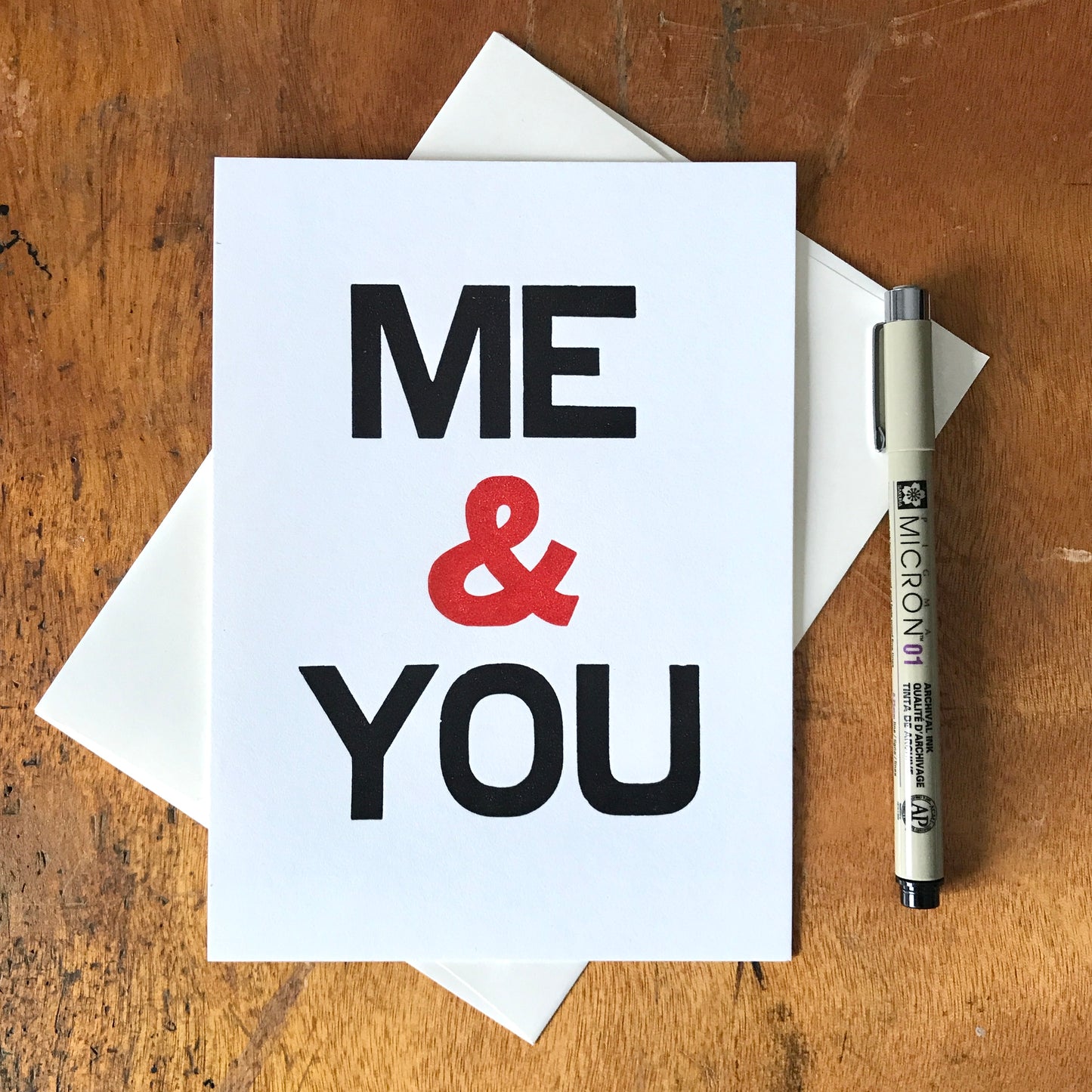 Me & You Letterpress Flat card by Jacquie Sullivan