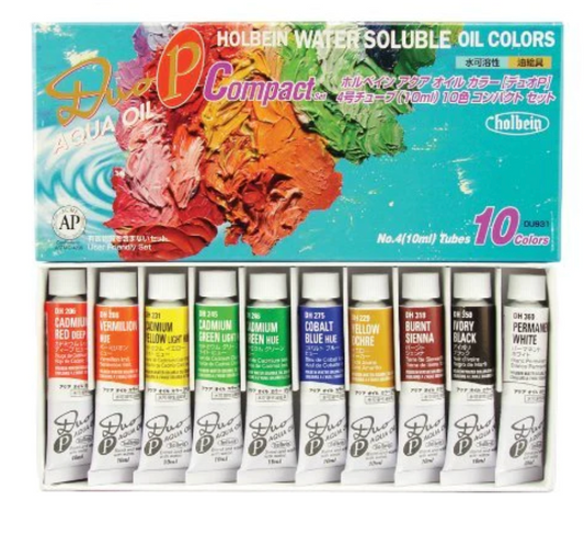 Holbein Duo Aqua Water Soluble Oils Compact Set of 10