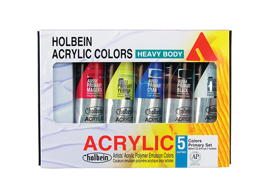 Juego de 5 acrílicos primarios Holbein