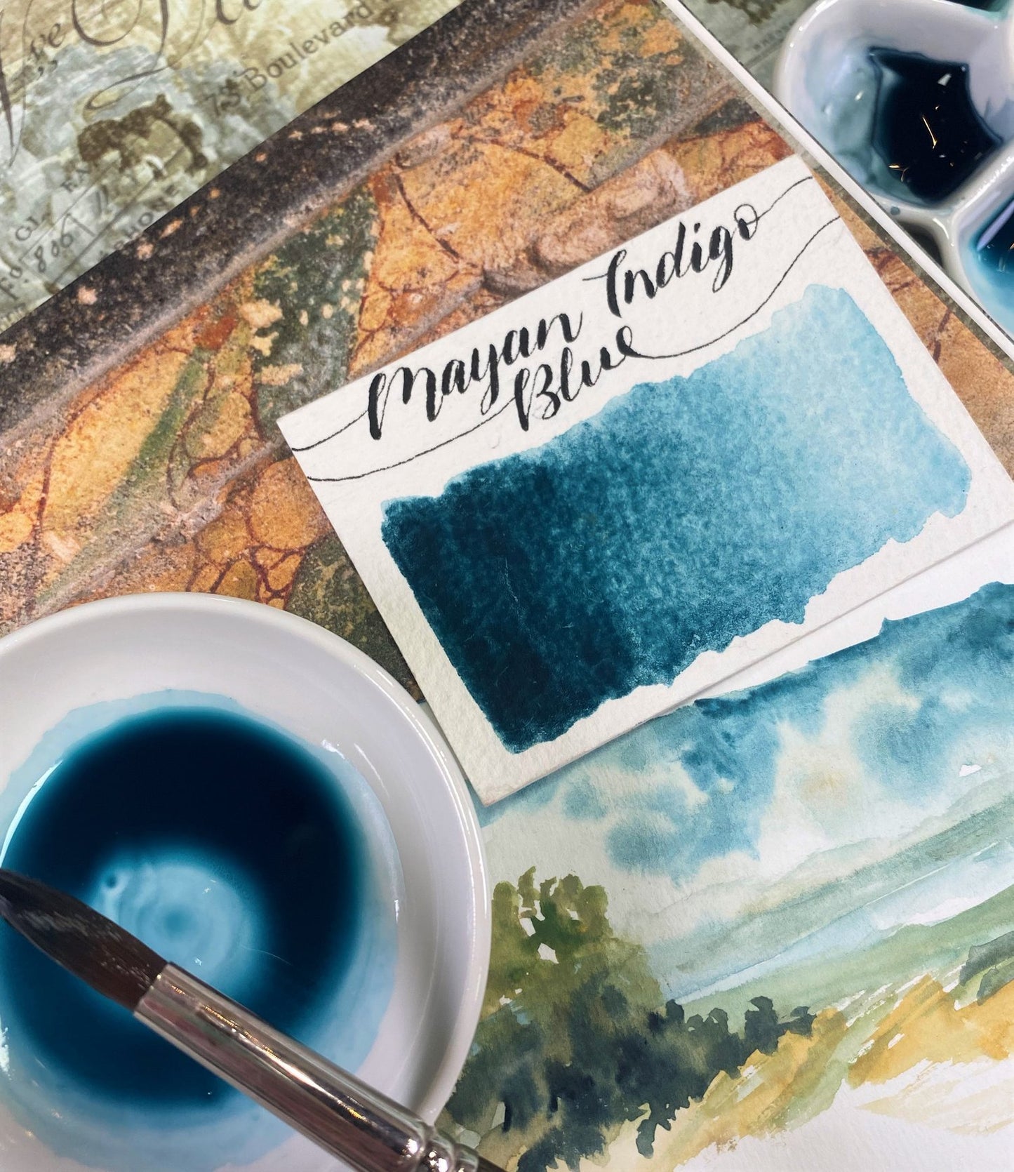Stoneground - Azul Indigo Maya (Color Tierra - Media Pan)