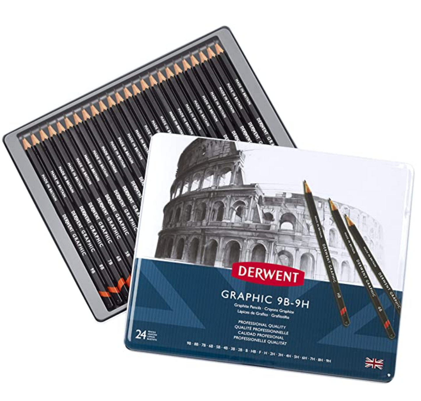 Derwent 34202 Graphic Pencils, Metal Tin, 24 Count