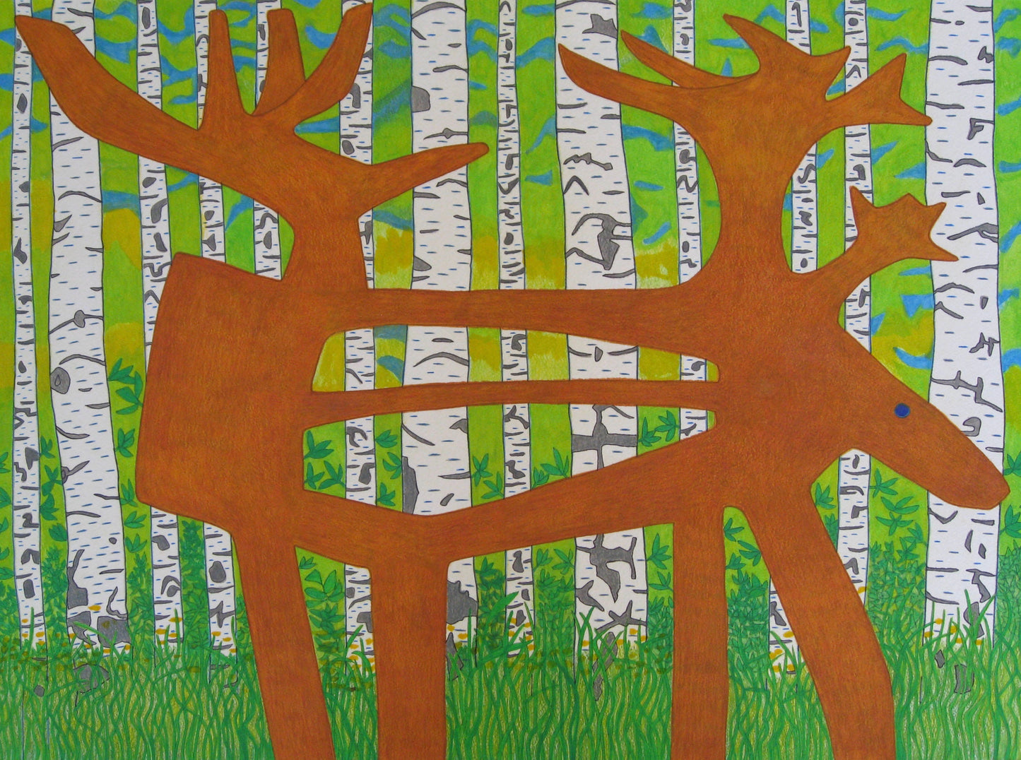 Moose with Birch Print by Kevin J Harper