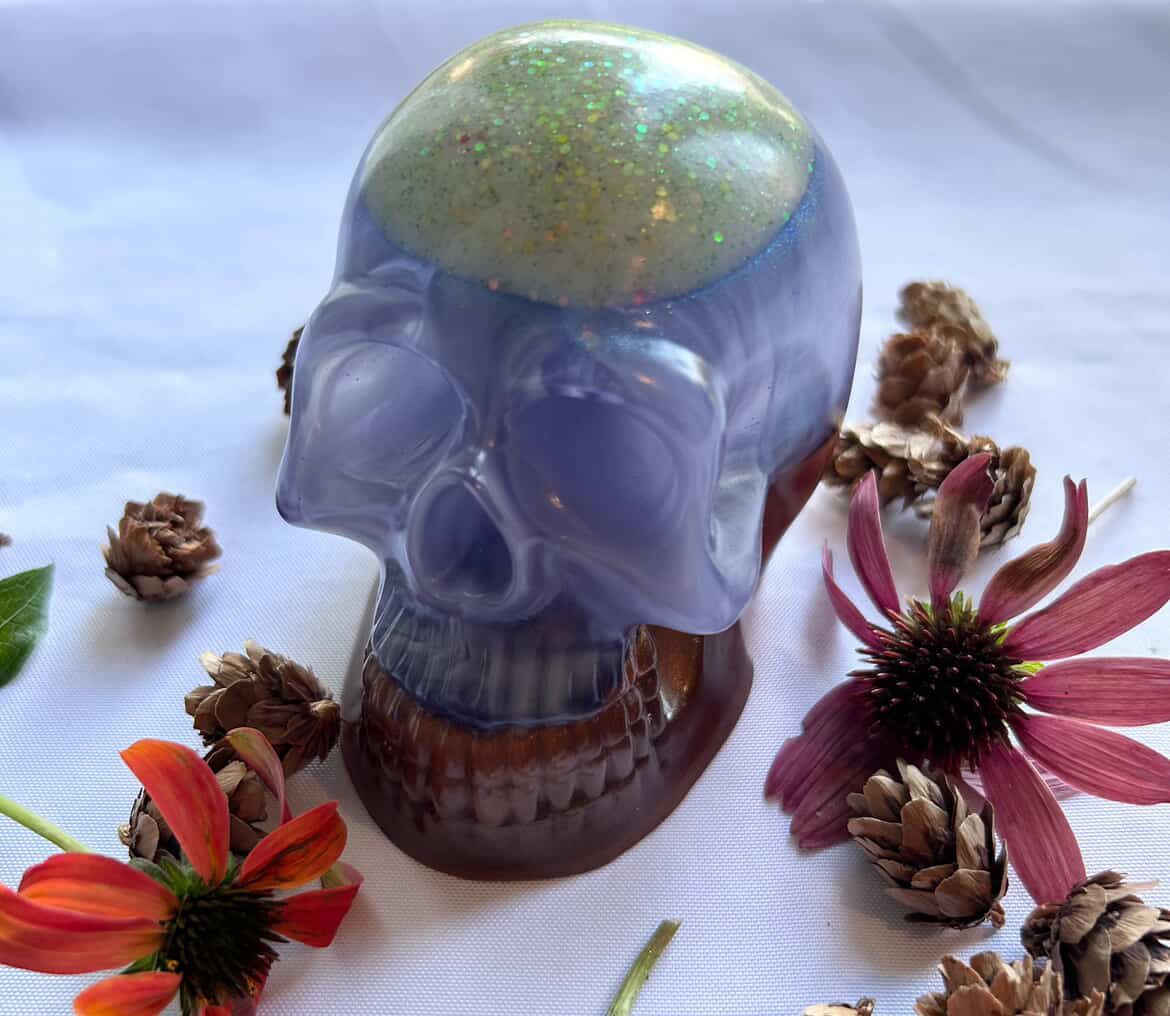 Resin Skulls by Mary Perkins