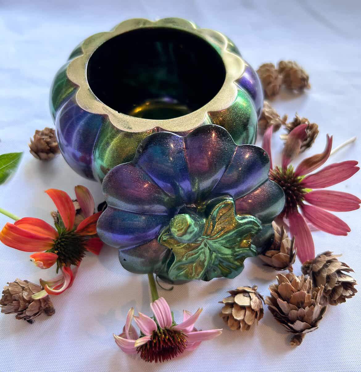 Resin Pumpkin Trinket Dish by Mary Perkins