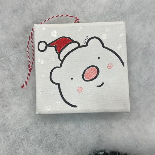 Adornos navideños en lienzo de Wendy Cho