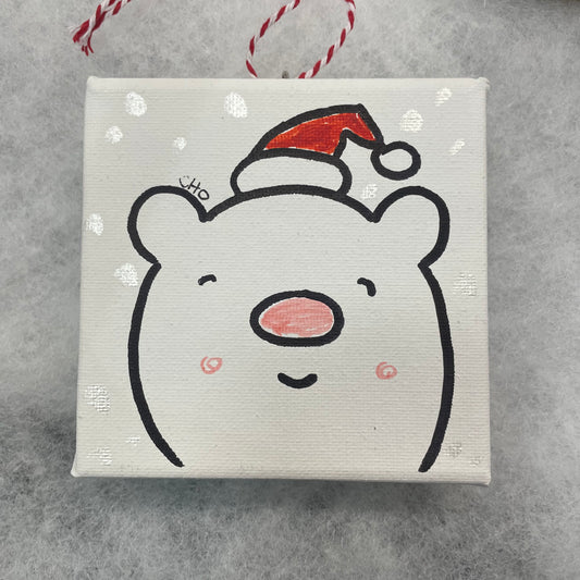 Adornos navideños en lienzo de Wendy Cho