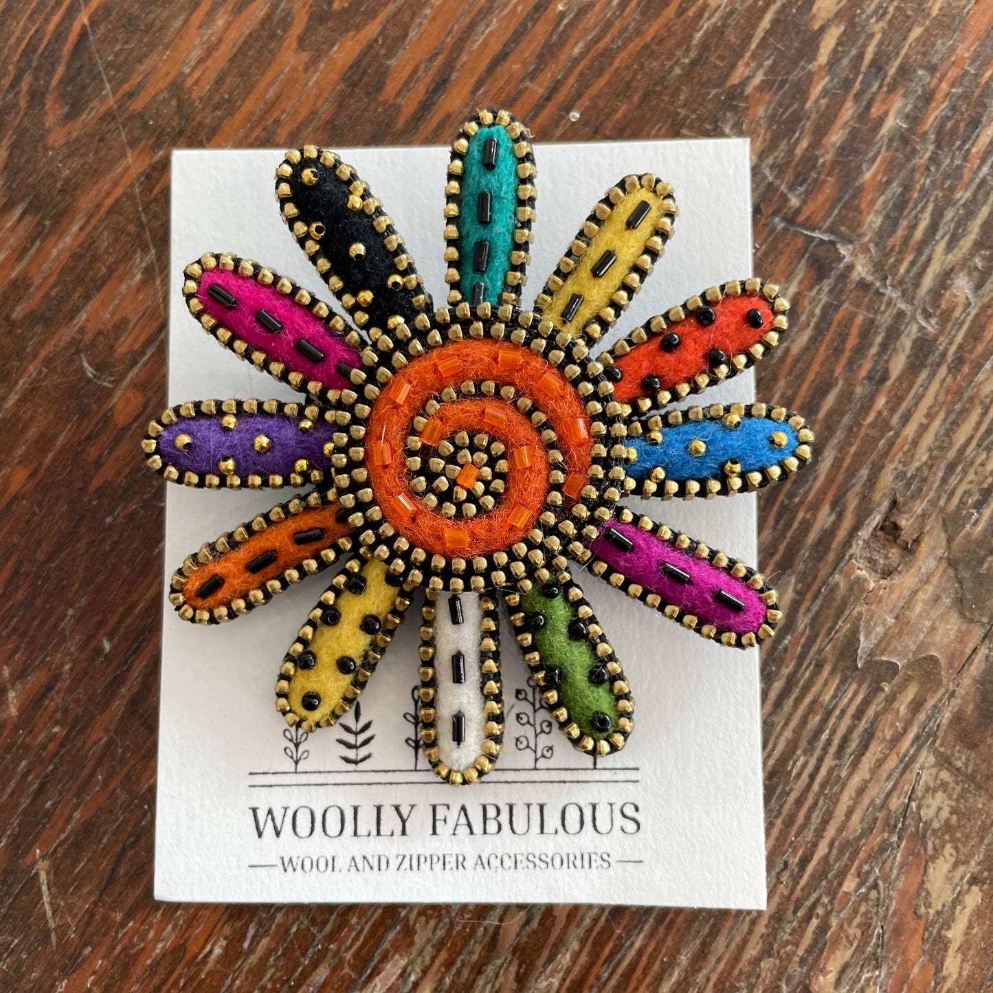 Large Multicoloured Daisy Brooch by Odile Gova