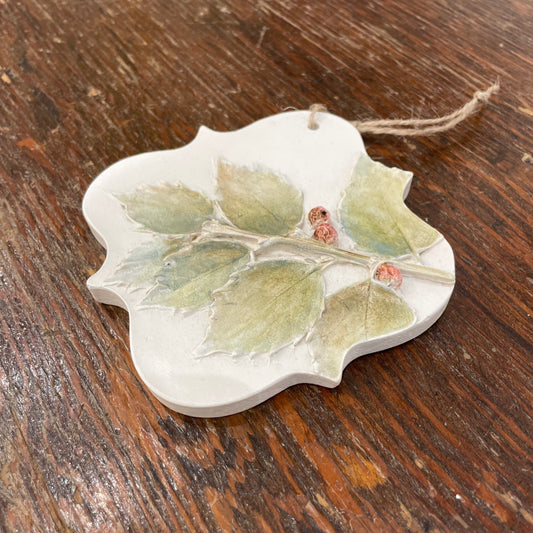 Holly ornaments by Rebecca Fortin