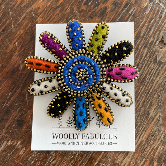 Large Multicoloured Daisy Brooch by Odile Gova