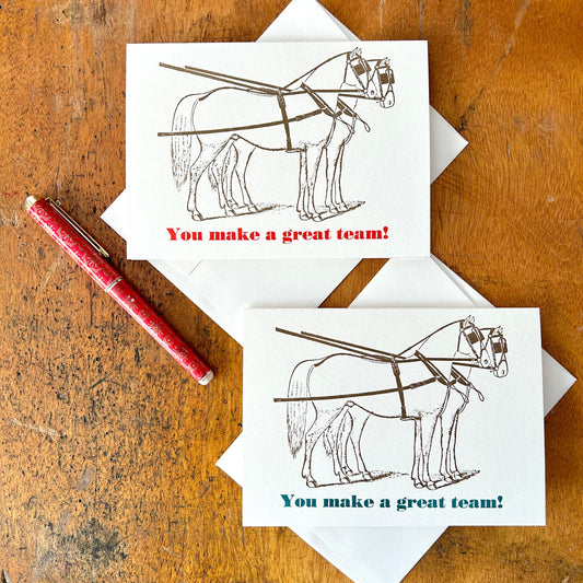 You Make a Great Team Letterpress card by Jacquie Sullivan