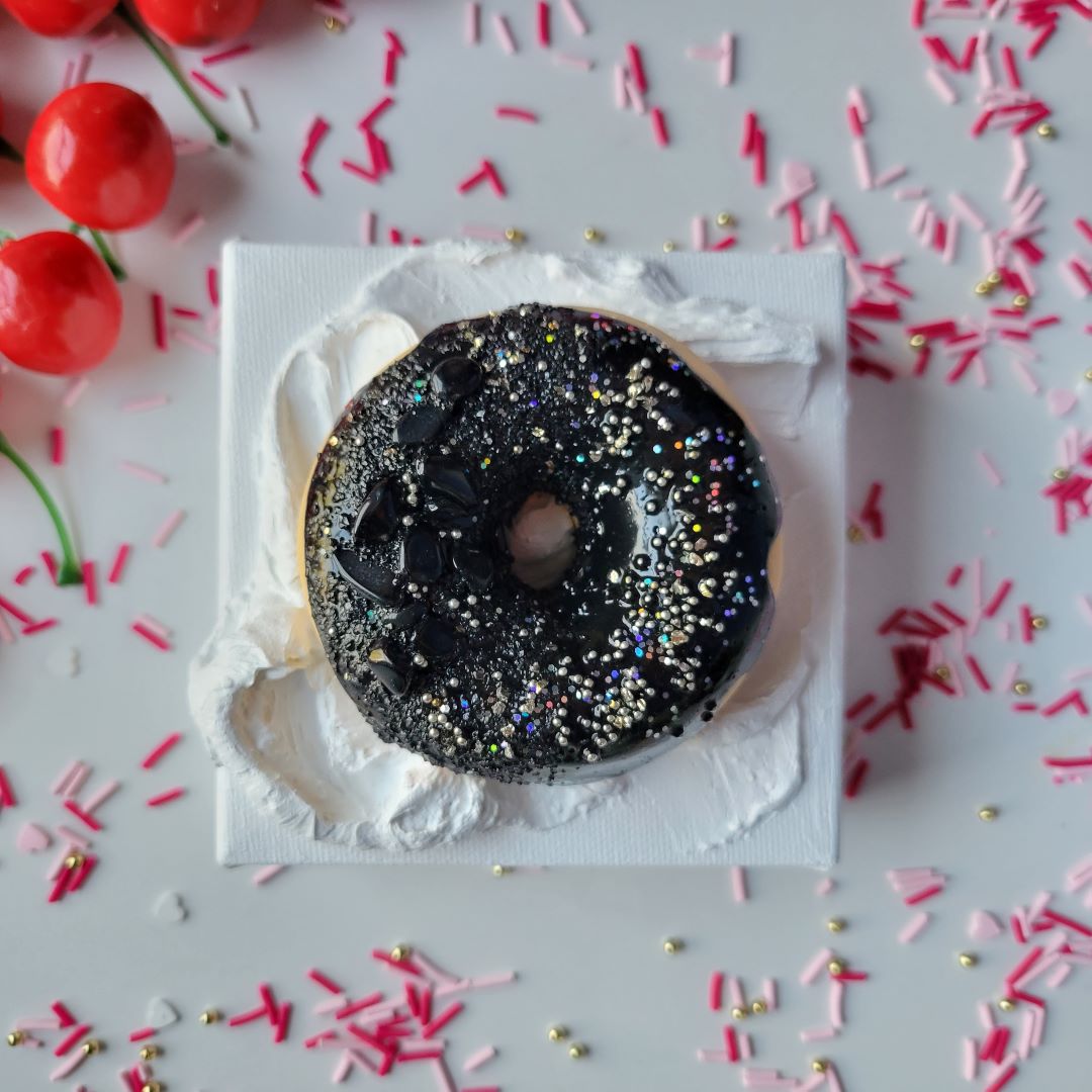 Obsidian Black Jelly, Donut Series by Courtney Mixed Studio