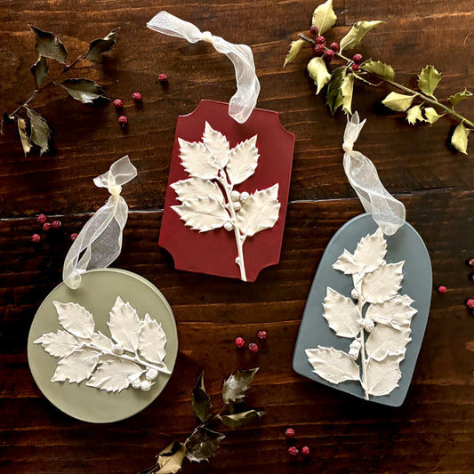 Holly ornaments - Wedgwood Style by Rebecca Fortin