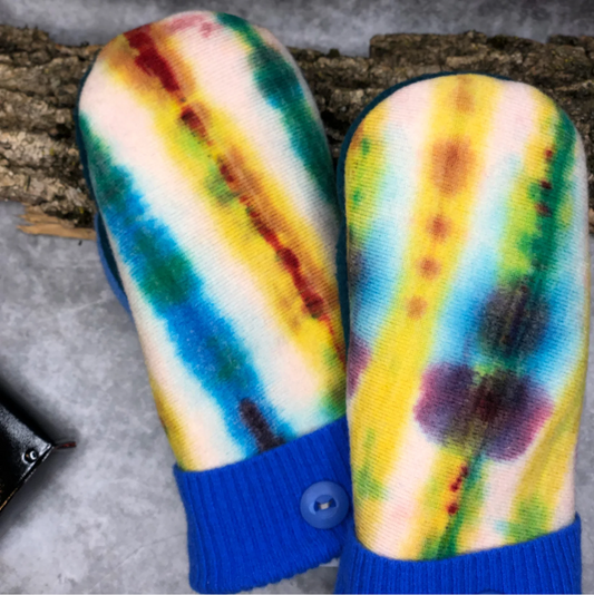 Tie-Dye Pure Wool Mitts by Cozy Mitts By Lorraine