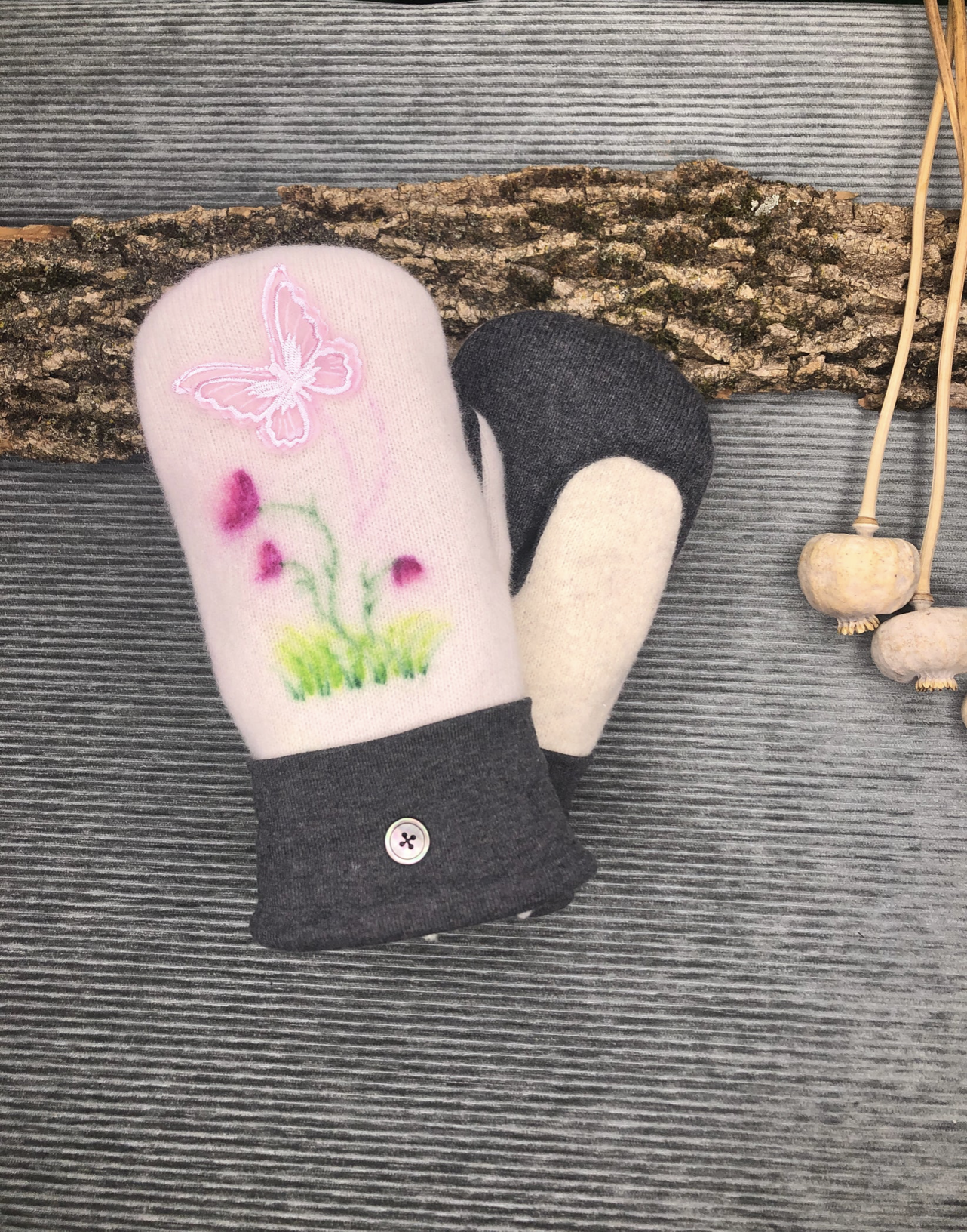 Butterfly Pure Wool Mitts by Cozy Mitts By Lorraine