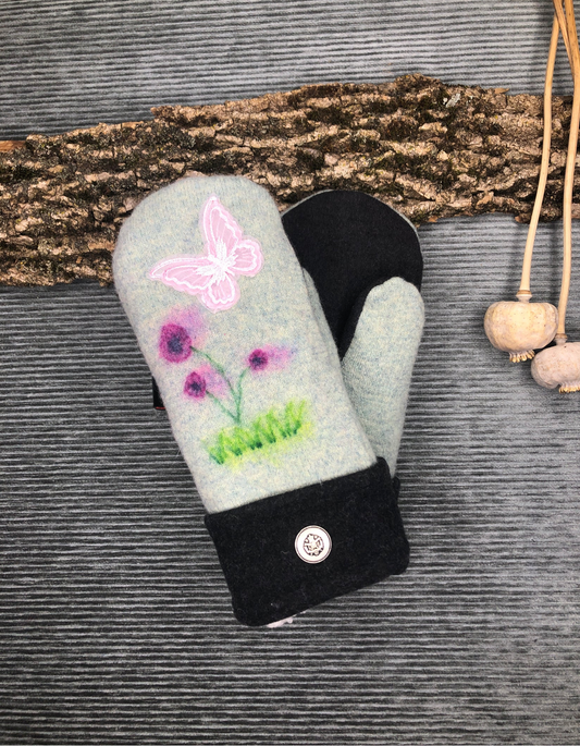 Butterfly Pure Wool Mitts by Cozy Mitts By Lorraine