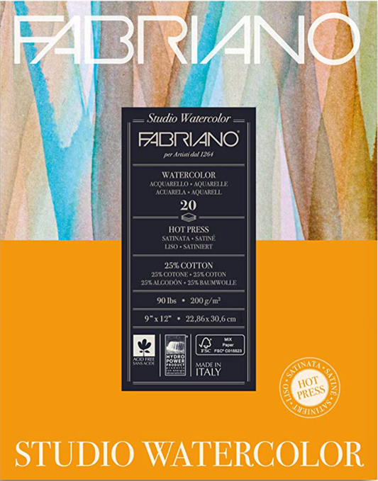Fabriano Hot Press Watercolour Paper Pad - 9x12