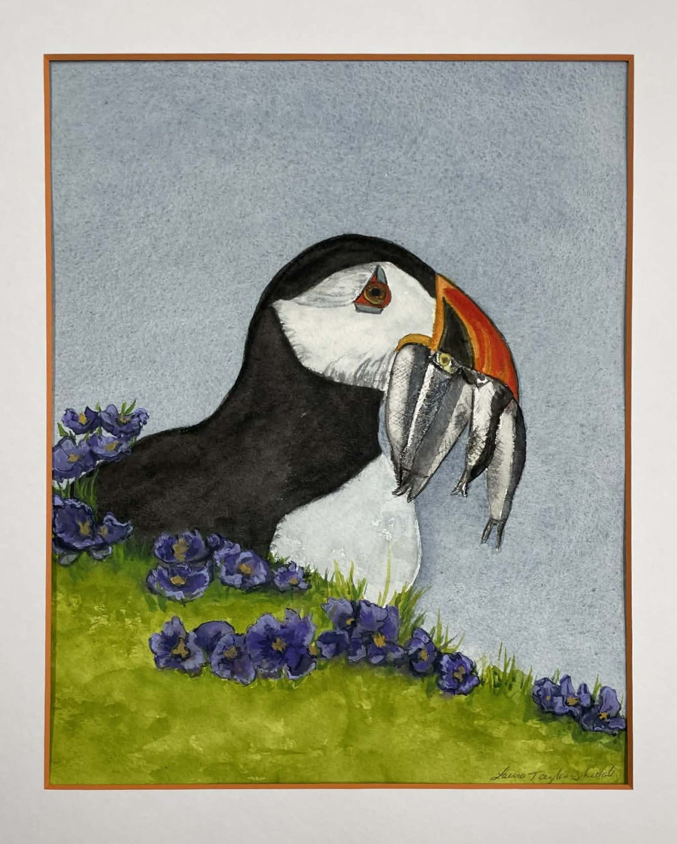 Puffin with Fish by Laura Taylor-Sheilds
