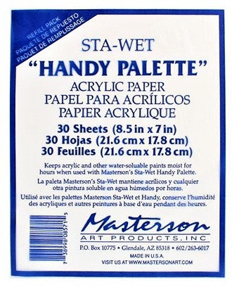 Masterson Sta-Wet Handy Palette Recambios de papel acrílico - 30 hojas