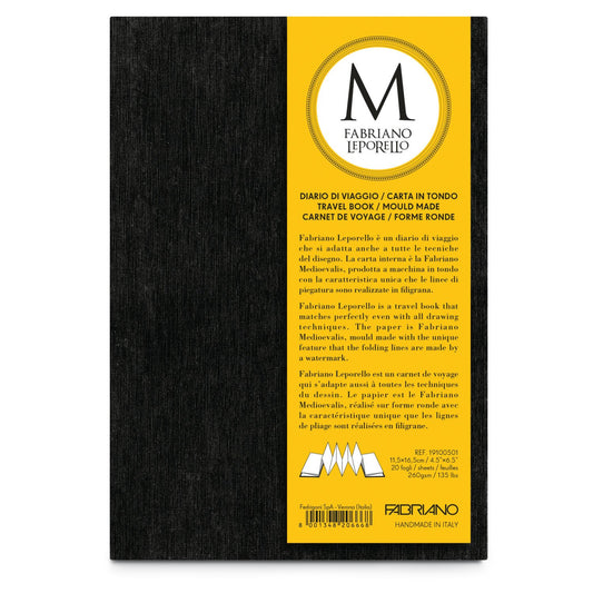 Fabriano Leporello Travel Journal - 4.5” x 6.5” (130lbs./260g.) 20 Sheets