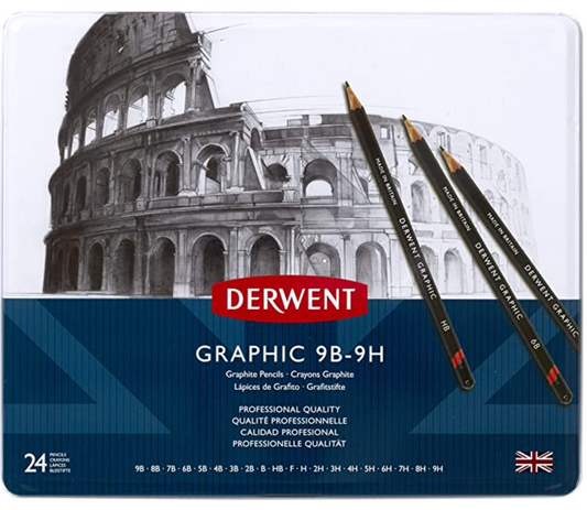 Derwent 34202 Graphic Pencils, Metal Tin, 24 Count