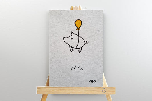 Mini cochon volant avec chevalet par Wendy Cho, Once Upon a Design