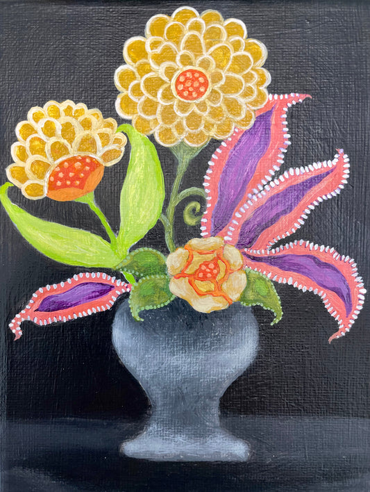 Fleurs dans un vase gris par Gail Zealley-Brennan