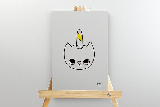 Mini Unicat con caballete de Wendy Cho, Once Upon a Design